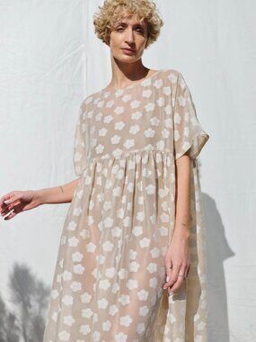 Floral oversized viscose organza dress from OFFON CLOTHING